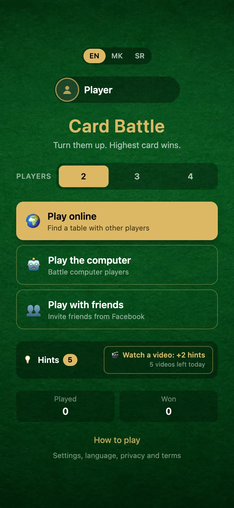 Card Battle gameplay, screenshot 3