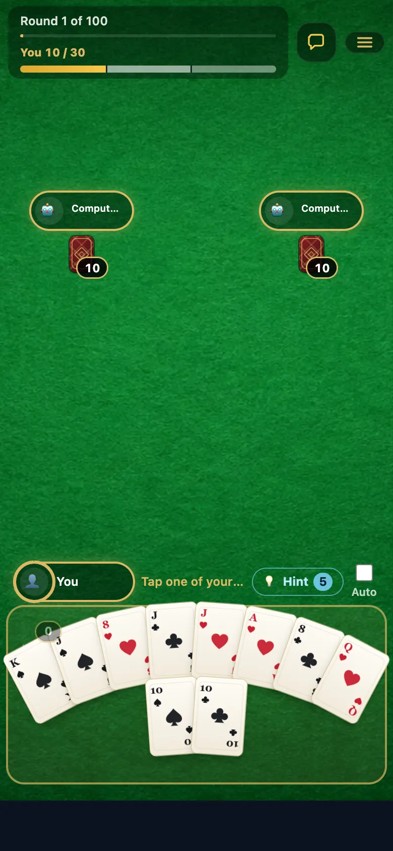 Card Battle gameplay, screenshot 1