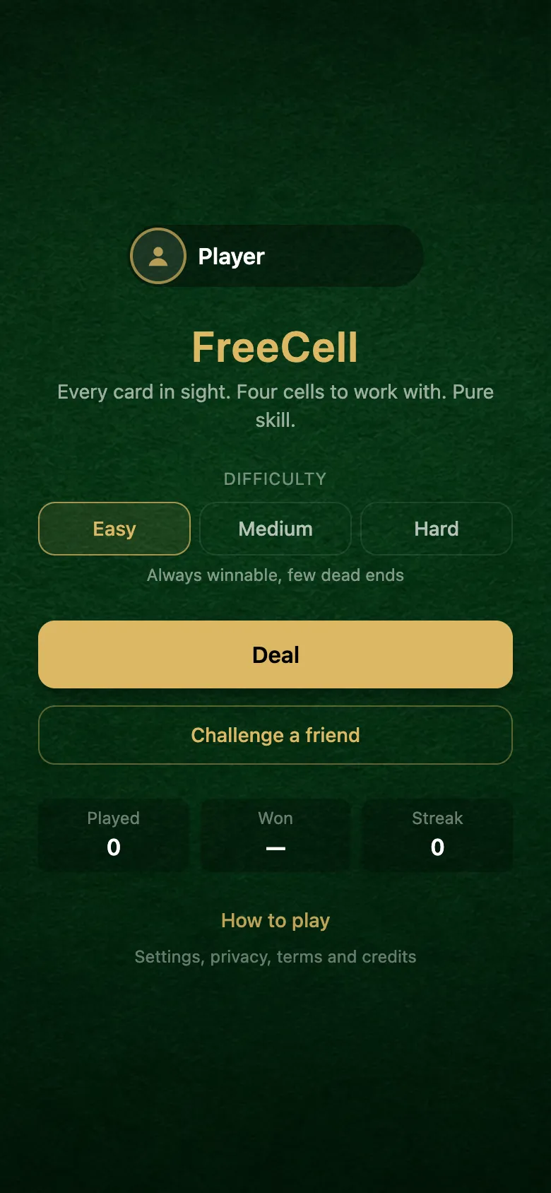 FreeCell gameplay, screenshot 3