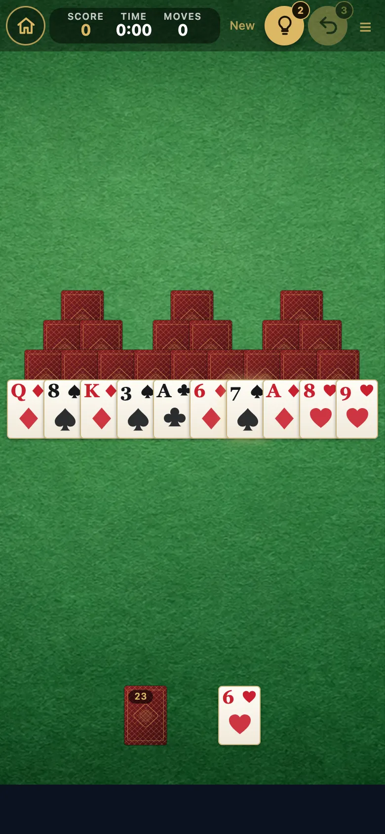 TriPeaks gameplay, screenshot 1